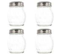 KHBUAB de Condimentos de Vidrio Transparente de 180ml Juego de 4 Botellas Soporte Irregular y Tapa de Acero Inoxidable para Cocina Multifuncional