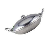 KHBUAB Olla de Alcohol para Estufa con Tapa y Doble Asa de Acero Inoxidable, Multifuncional y Lisa, Adecuado para Cocinar Mariscos en Casa