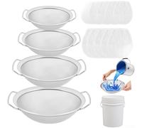 KHIronHive Juego de colador de pintura de malla fina de acero inoxidable para cubo de 5 galones, pantalla de filtro reutilizable para pinturas, resinas, barnices y alimentos, suministros de taller