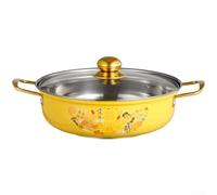 KHIronHive Olla caliente de acero inoxidable con tapa de vidrio, escala de pescado de grado 410, parte inferior antiadherente, olla de cocina de gran capacidad, olla ancha de doble mango, estilo chino
