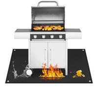 Khongoo Base ignífuga para barbacoa, alfombrilla para barbacoa de gas, protección del suelo para protección de techo para terrazas, alfombra para barbacoa, fácil de limpiar, alfombrilla protectora