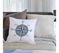 KHWEJ Fundas Cojines 40x40 cm,Brújula, Viaje temático de Colores del mar, Rosa de los Vientos, Descubrimiento, Dise,Fundas de Almohada con Estampado Fundas Cojines Sofa para sofá, Dormitorio, Oficina