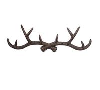 KiaoTime l Vendimia 14" Rústico Hierro fundido Cuernos de venado Montado en la pared Ganchos de abrigo, Shabby Chic Perchero, Titular clave, Hat Percha, Baño Suspensión de la pared (Marrón oxidado)