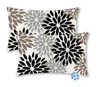 Kiatuniya Funda Cojín 30x50 Negro Marrón Exterior Impermeable Dalias Rústico Fundas Cojines de Almohada Moderna Decorativos para Jardín Terraza Balcón Patio Sofá Cama Sala Estar Juego de 2