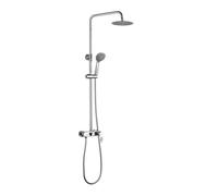 Kibath 400121 Columna Monomando Can Tubo Extensible Regulable en Altura de 80 a 120 cm. Ducha de Mano para hidromasaje y rociador Redondos. Recambios garantizados, Cromo Brillo