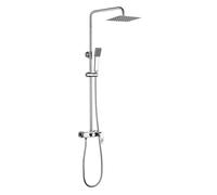 Kibath 400221 Columna Monomando extralarga Ver y Tubo Redondo Extensible Regulable en Altura de 100 a 150 cm. Ducha de Mano para hidromasaje y rociador Cuadrados. Recambios garantizados, Cromado