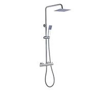 Kibath 470521 Columna Monomando extralarga Veg Tubo Redondo Extensible Regulable en Altura de 100 a 150 cm. Acabados en Cromo Brillo. Ducha de Mano y rociador Cuadrados. Recambios garantizados