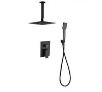 Kibath Grifo De Ducha Empotrada Monomando CHE Equipo de Techo Acabado Negro Mate Fabricado en latón