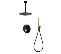 Kibath Grifo De Ducha Empotrada Monomando Oso Equipo de Techo Acabado Negro Mate Fabricado en latón