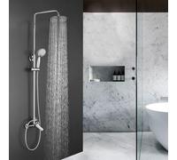 Kibath L413421 Columna Monomando extralarga Modelo SIO Tubo Extensible Regulable en Altura de 100 a 150 cm. Ducha de Mano para hidromasaje y rociador Redondos. Recambios garantizados, Cromo brillo