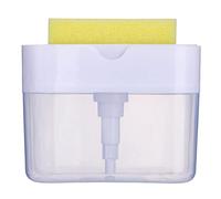 KiBcsLic Dispensador de Jabón Manual Compacto con Portaesponjas Y Bandeja Inferior Diseño Práctico Y Funcional Adecuado para Cocina Doméstica Área de Lav, Blanco, Individual