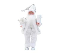 KiBcsLic Figura Decorativa de Papá Noel de Pie de 45 Cm (18 Pulgadas), Ideal para El Hogar, La Oficina, Las Fiestas, La Ventana, La Mesa, Blanco, Individual