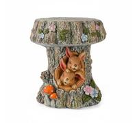 KiBcsLic Taburete de Tocón Animal Decorativo Taburete Pequeño de Tronco Adornado Multiuso Elevador Macetas Madera para Patio, Balcón, Ardilla