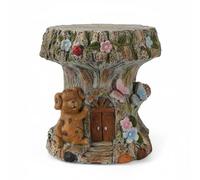 KiBcsLic Taburete de Tocón Animal Decorativo Taburete Pequeño de Tronco Adornado Multiuso Elevador Macetas Madera para Patio, Balcón, Perro
