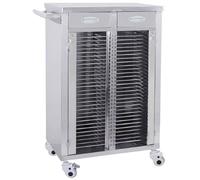 KIBONCY Carro de Mano silencioso Multifuncional de Acero Inoxidable, gabinete for Documentos y archivadores, Ruedas bloqueables for Almacenamiento Debajo del Escritorio(F 40 Squares)