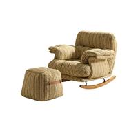 KIBONCY Modern Upholstered Rocking Chair with Ottoman, Comfy Chenille Fabric Glider Rocker Oversized with for Nursery & Living Room(B)