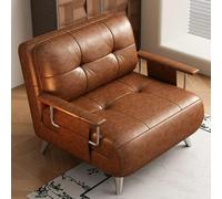 KIBONCY Sofá Cama Retro Plegable de Cuero Encerado al Aceite, balcón, hogar, Asientos for Apartamentos pequeños, Estilo Italiano, Dos en uno(Brown,0.8M)