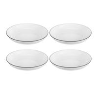 KICHOUSE 4 Platos Pequeños de Cerámica Blancos con Diseño Elegante y Línea Negra, Multifuncionales y Resistentes para Comidas Familiares y Restaurantes