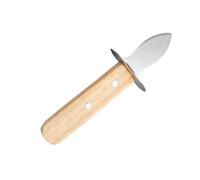 KICHOUSE Abridor de Ostras Portátil para Abrir Almejas y Vieiras de Acero Inoxidable con Mango de Madera, Seguro y Cómodo Herramienta Profesional para Barbacoa y Fiestas