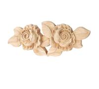 KICHOUSE Aplique de Onlay Forma de Rosa Tallada en Madera Schima Superba Beige para Puerta o Armario, Diseño Clásico Adecuado para Decoración en Inauguración de Casa