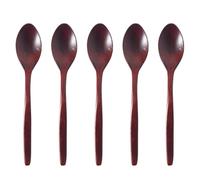 KICHOUSE Cuchara Sopera de Madera 18cm 5 Piezas Cuchara de Mango Largo Curvo para Cocina y Hotel, Apta para Hogar y Restaurante