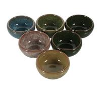 KICHOUSE Cuencos Set de 6 Piezas de Cerámica Agrietada para Aceites Decorativos y Funcionales Color Aleatorio para Salón de Belleza y Masaje