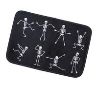 KICHOUSE Felpudo Rectangular de Franela para Halloween Diseño de Esqueleto Negro, Absorbente de Agua y Lavable, Adecuado para Entrada o Baño en Temporada Festiva