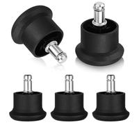 KICHOUSE Protectores para Patas de Muebles Negros de PU, 5 Piezas, Antideslizantes y Resistentes para Sillas de Oficina y Sillones Giratorios