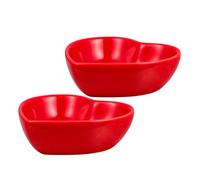 Kichvoe 2 Piezas Mini Cuencos para Mojar Tazón para Salsa Corazón de Cerámica Rojo, Compacto y Apilable, para Salsa, Sushi y Restaurante, Uso en Casa y Cocina