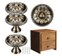 Kichvoe 4 Piezas Tiradores de Pomo Redondos, Perillas de Gabinete de Cocina, Aleación de Zinc, Estilo Vintage, Agarre Cómodo, para Armarios y Muebles
