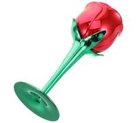 Kichvoe Copa de Vino Floral Roja de Plástico 175ml para Cócteles | Acabado Metalizado, Diseño Elegante Forma de Rosa, Bodas, Picnics E Interiores