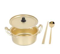 Kichvoe Olla de Aluminio Dorado Tapa de Aluminio para Ramen Coreano Superficie Lisa y Diseño que Mantiene el Calor, Adecuado para Cocinar Fideos y Ramen