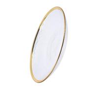 Kichvoe Plato de Cristal Pequeño con Borde Dorado, Frutero Japonés Elegante | Vidrio de Superficie Lisa, Estilo Sencillo y Delicado, para Pan, Comida Seca y Servicio en Buffet