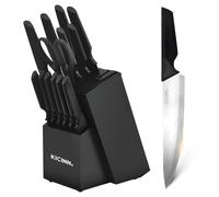 Kicinn Juego De 14 Cuchillos Con Bloque Y Afilador - Juego De Cuchillos De Cocina De Acero Inoxidable | Cuchillo De Chef Japonés Para Cocinar En Casa Y Preparar Comidas