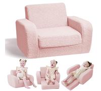 KidBloom 3 in 1 Sofa Infantil, Rosa Sofa Bebe de Tela Sherpa, Sillones Infantiles para Niñas 1 2 3 Años
