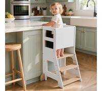 KIDINIX Torre de aprendizaje para niños a partir de 1 año, con pizarra blanca magnética y pizarra extraíble, altura ajustable, silla de aprendizaje Montessori para cocina y baño, antivuelco, color