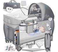 KIDIZ® Cuna de bebé 3 en 1 Cama de Viaje, Combi Set, Cama de bebé con Cambiador, Gris