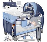 KIDIZ® Cuna de bebé 3 en 1 Cama de Viaje, Combi Set, Cama de bebé con Cambiador, mosquitero Corral de Juego, Azul