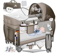 KIDIZ® Cuna de bebé 3 en 1 Cama de Viaje, Combi Set, Cama de bebé con Cambiador, mosquitero Corral de Juego, marrón