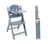 Kidnort Drömmer Unique - Trona evolutiva plegable con bandeja doble extraíble, asiento y reposapiés ajustables, cinturón de 5 puntos, cojín desenfundable, ahorra espacio para niños, todo gris