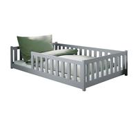Kids Collective Cama Infantil de 120 x 200 cm con protección anticaídas y somier, Cama Montessori, Cuna Infantil, Cama Juvenil, Cama Individual | Gris Ceniza