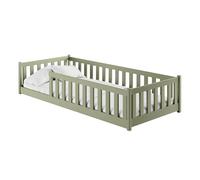 Kids Collective Cama Infantil de 90 x 200 cm con protección anticaídas y somier, Cama Montessori, Cuna Infantil, Cama Juvenil, Cama Individual | Verde Oliva