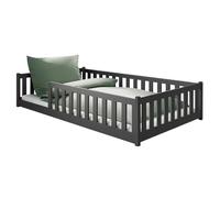 Kids Collective Cama Infantil de Suelo de 120 x 200 cm con protección anticaídas y somier Montessori, Cama Infantil, Cama Juvenil, Cama Individual | Grafito