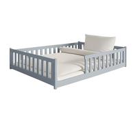 Kids Collective Cama Infantil de Suelo de 140 x 200 cm con protección anticaídas y somier Montessori, Cama Infantil, Cama Juvenil, Cama Individual | Gris Ceniza