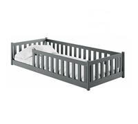 Kids Collective Cama Infantil de Suelo de 90 x 190 cm con protección anticaídas y somier Montessori, Cama Infantil, Cama Juvenil, Cama Individual | Grafito