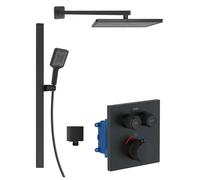 kielle Arkas I - Grifo termostático para 2 salidas, empotrado, con accesorios y cuerpo, negro mate 20611SPT34