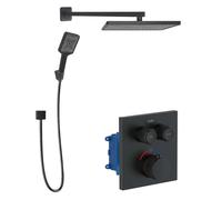 kielle Arkas I - Grifo termostático para 2 salidas, empotrado, con accesorios y cuerpo, negro mate 20611SPT44