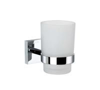 kielle Harmonia - Vaso para cepillo de dientes y pasta dentífrica con soporte, cristal mate/cromo 40023000