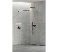 kielle Meara - Mampara de ducha Walk-In 110x200 cm, negro mate/cristal transparente 20726WI1104