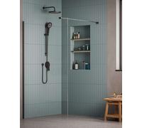 kielle Meara - Mampara de ducha Walk-In 120x200 cm, negro mate/cristal transparente 20726WI1204